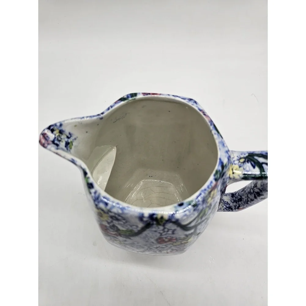 Ringtons Tea Merchants Maling Ware Blue Chinz Hot Water Coffee Pitcher‎ W/ Lid